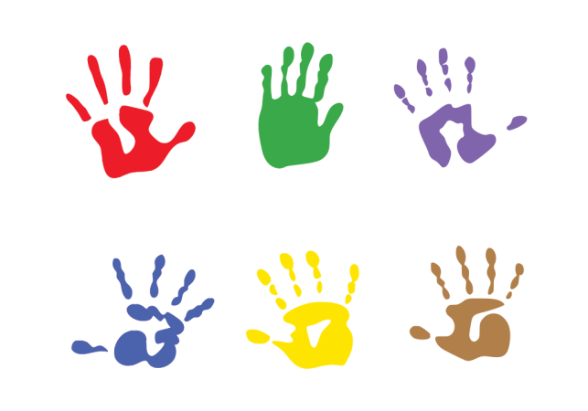 Farbige Handabdrücke.