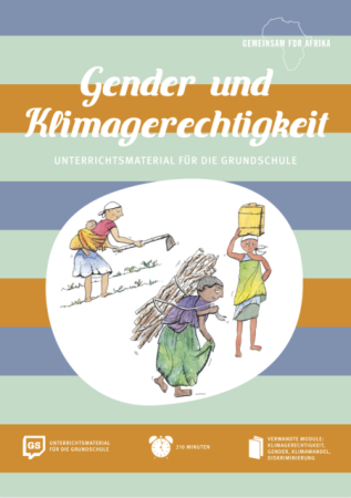 Titelseite Unterrichtsmaterial über Gender und Klimagerechtigkeit für die Grundschule