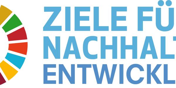 SDG Logo mit Schriftzug "Ziele für nachhaltige Entwicklung"