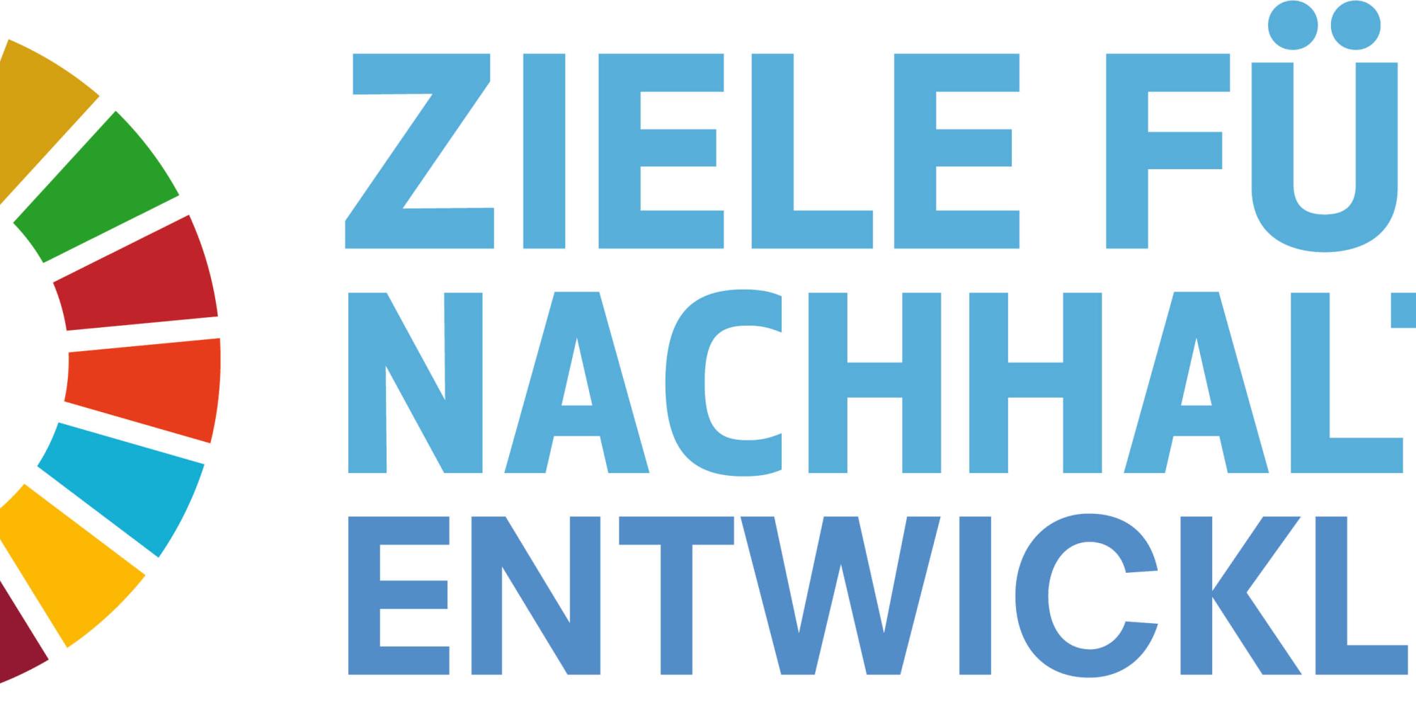 SDG Logo mit Schriftzug "Ziele für nachhaltige Entwicklung"